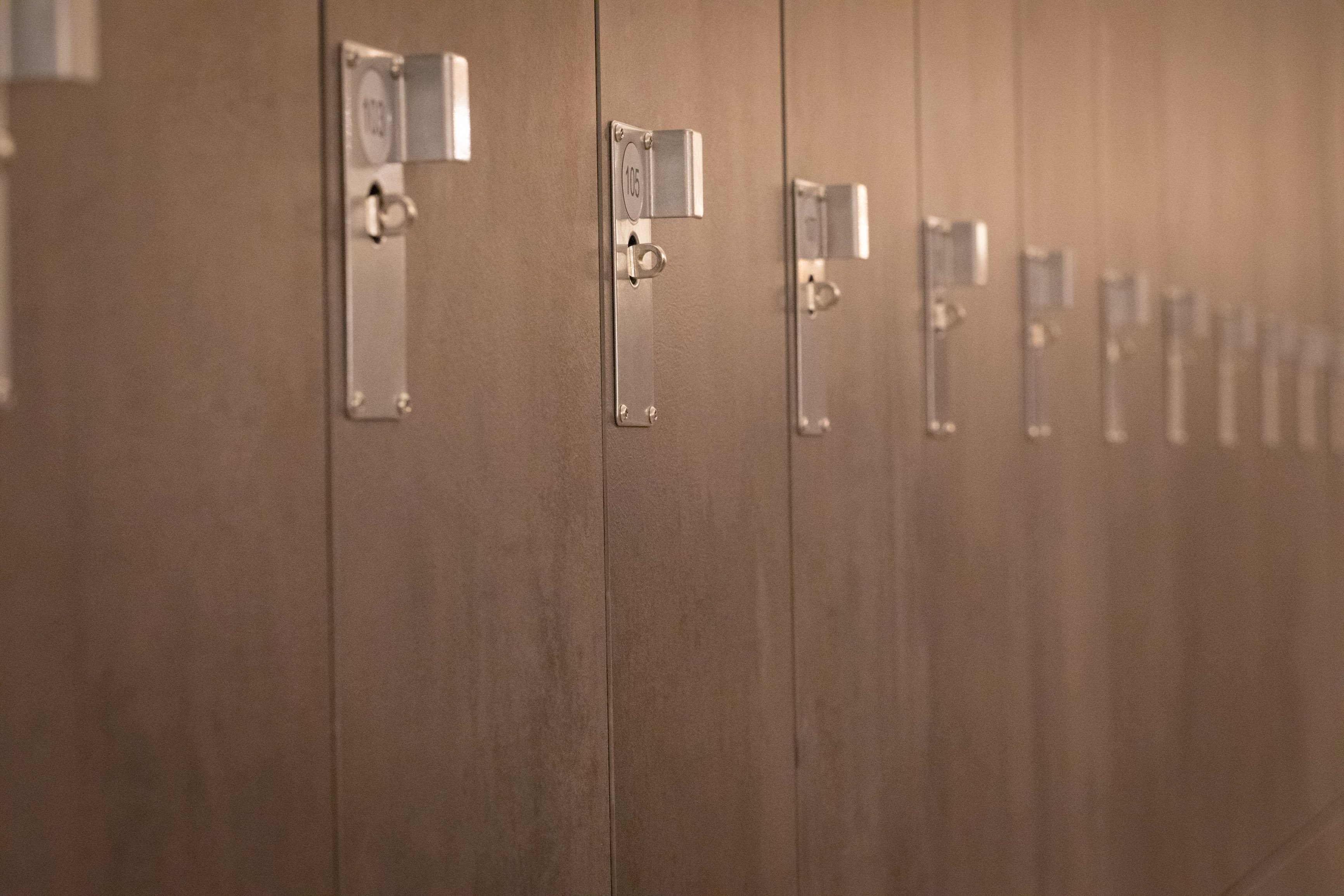 Lockers in a gym changing room