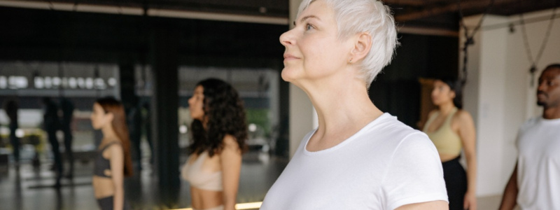 Woman taking part in low impact exercises