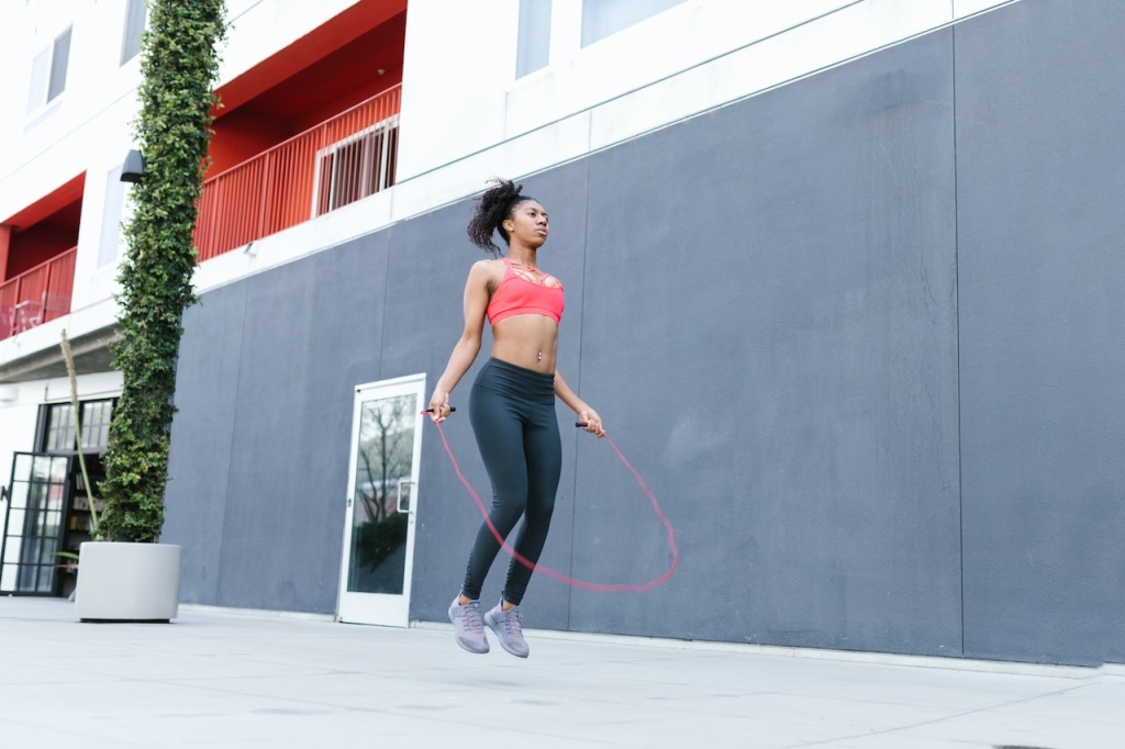 Woman with a skipping rope.