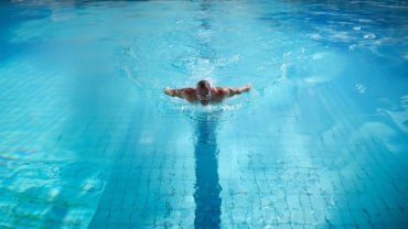 A man in a swimming pool.