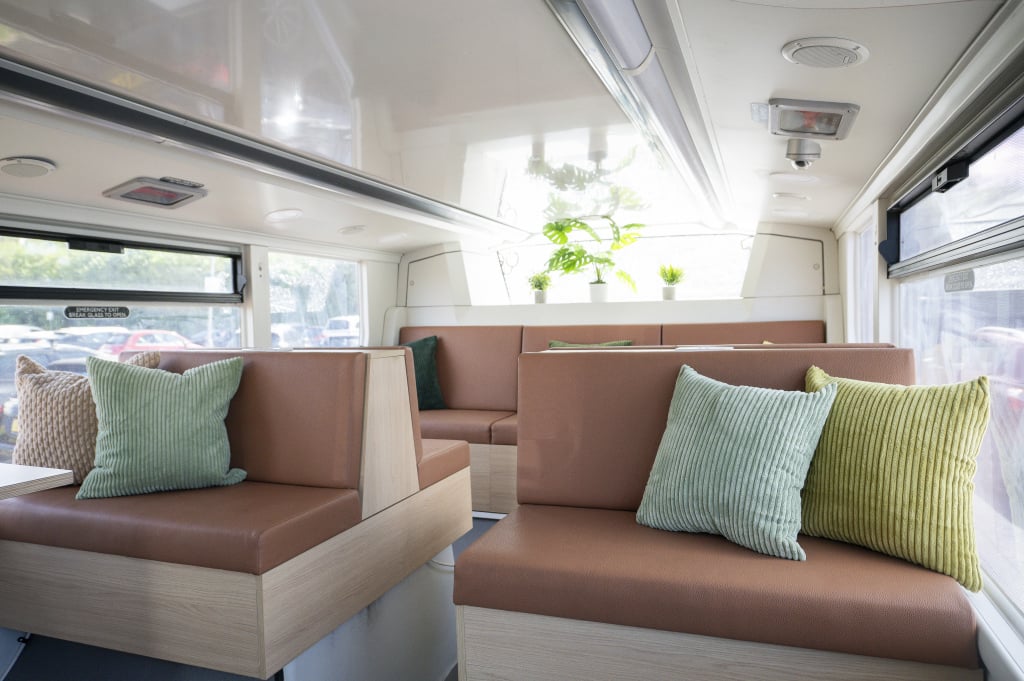 Interior of diving for change bus.